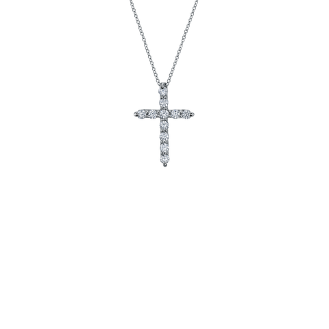 18K White Gold Diamond Set Cross - 0.72ctw