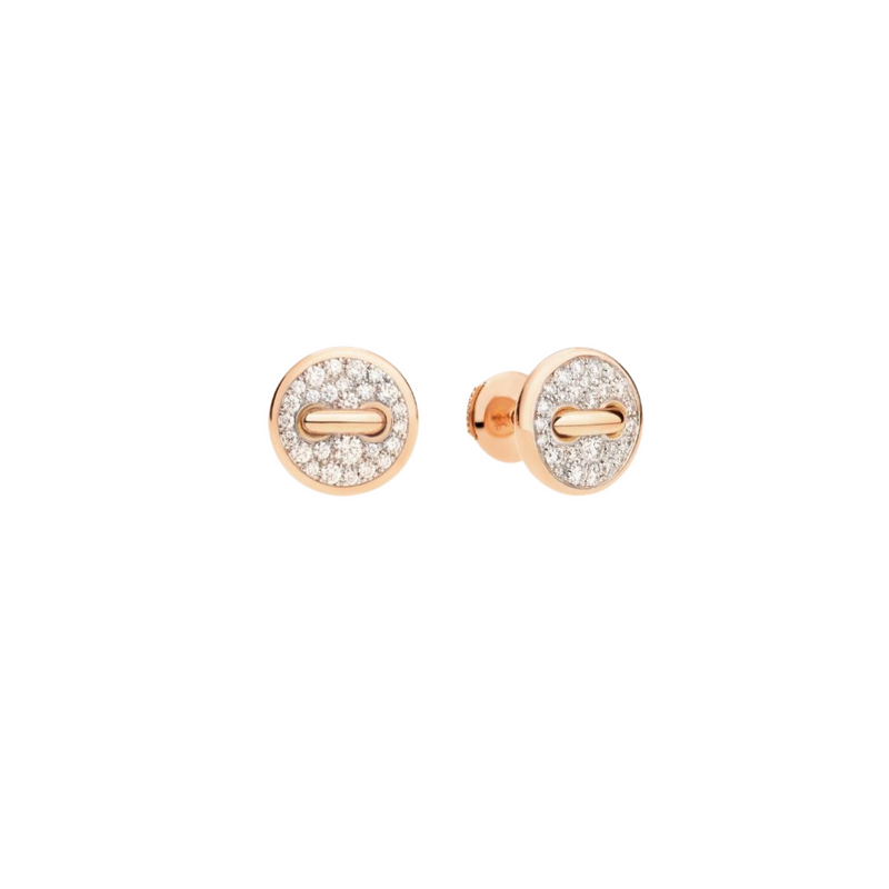 Pomellato Jewelry - Pom Pom Dot 18K Rose Gold Diamond Pavé Button Earrings | Manfredi Jewels