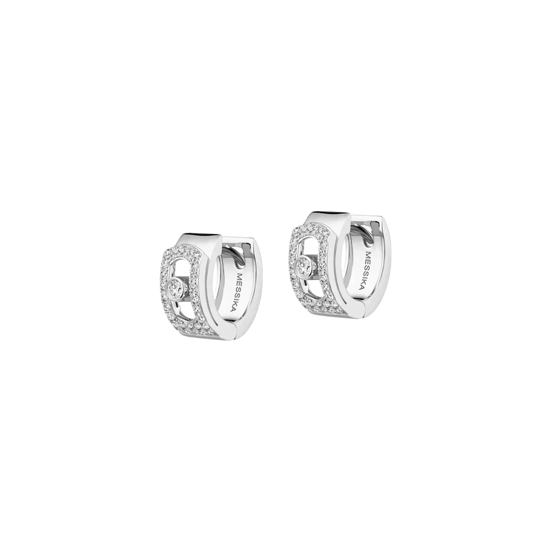 18K White Gold Move Noa Pavé Huggie Hoops