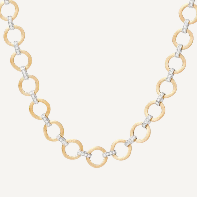 Jaipur Link 18K Yellow & White Gold Flat-Link Diamond Necklace