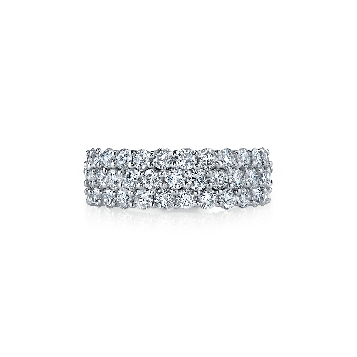 18K White Gold 3-Row Diamond Eternity Band