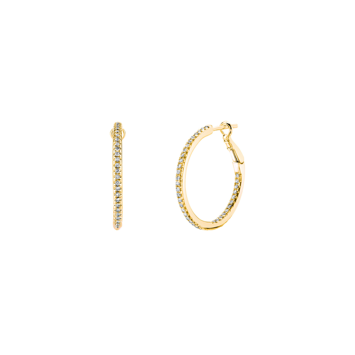 18K Yellow Gold Micro Set Diamond Hoops