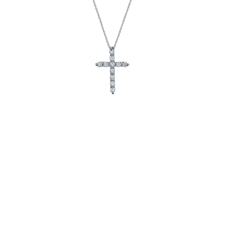 18K White Gold Diamond Set Cross - 0.24ctw