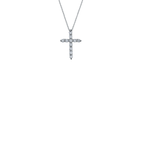 18K White Gold Diamond Set Cross - 0.24ctw