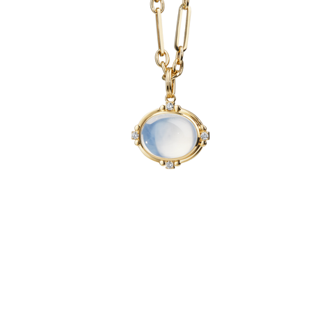 18K Yellow Gold, Moon Quartz, & Diamond Pendant