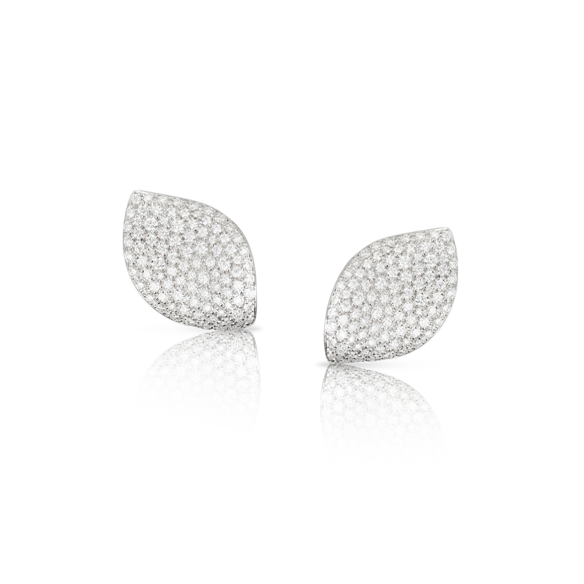 Pasquale Bruni Jewelry - Aleluia 18k White Gold Pavé Diamond Leaf Earrings | Manfredi Jewels