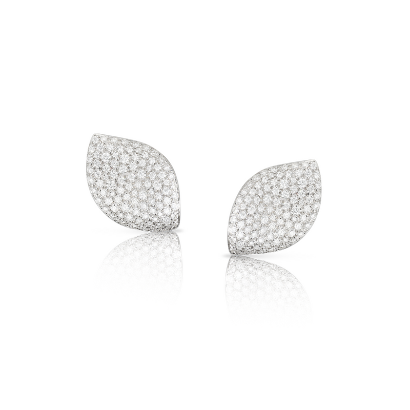 Pasquale Bruni Jewelry - Aleluia 18k White Gold Pavé Diamond Leaf Earrings | Manfredi Jewels