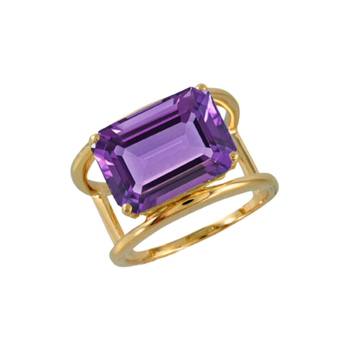 Doves Jewelry - Viola 18K Yellow Gold Purple Amethyst Center Ring | Manfredi Jewels