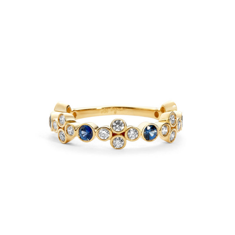 Mogul 18K Yellow Gold Sapphires & Diamonds Band Ring