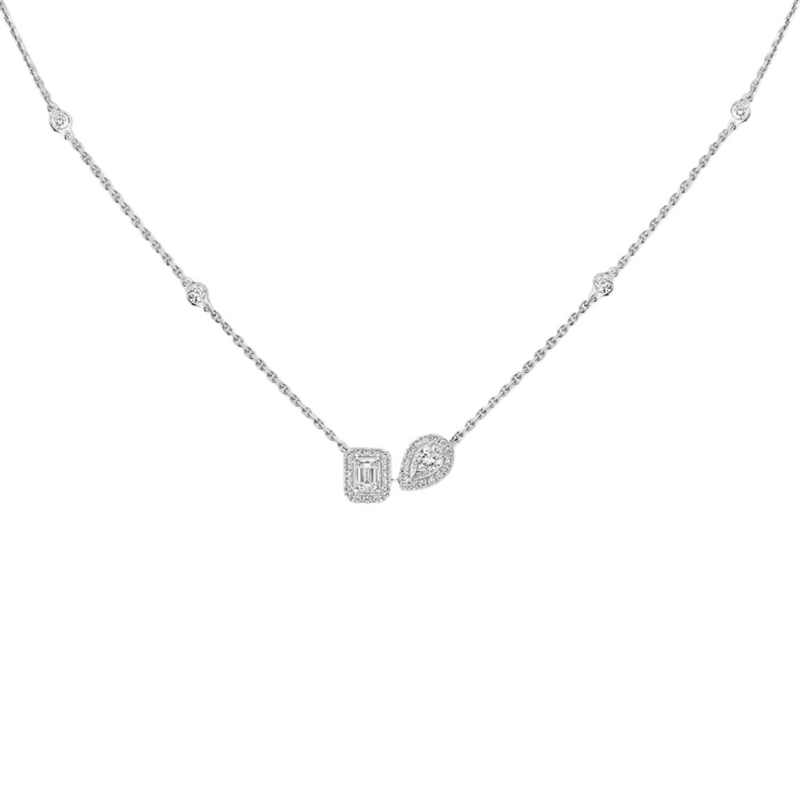 18K White Gold My Twin Toi & Moi Diamond Necklace