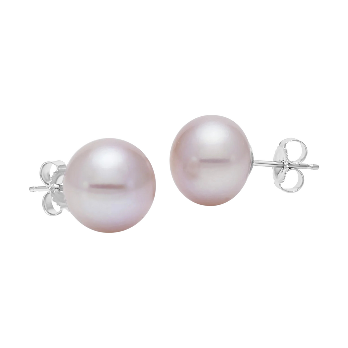 Mastoloni - 14K White Gold 9.5-10MM Pink Button Freshwater Pearl Earrings | Manfredi Jewels