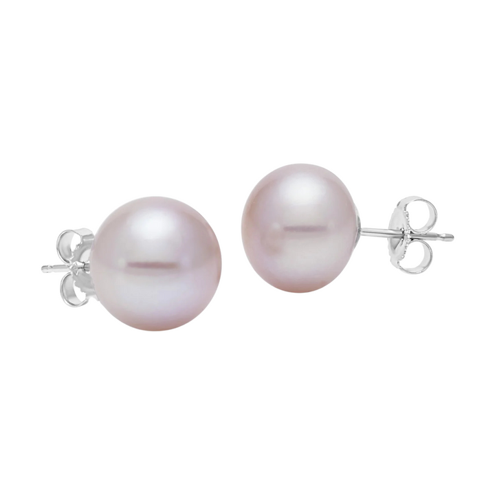 Mastoloni - 14K White Gold 9.5-10MM Pink Button Freshwater Pearl Earrings | Manfredi Jewels