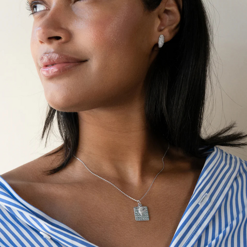"She is Fierce" Medallion with Sapphire