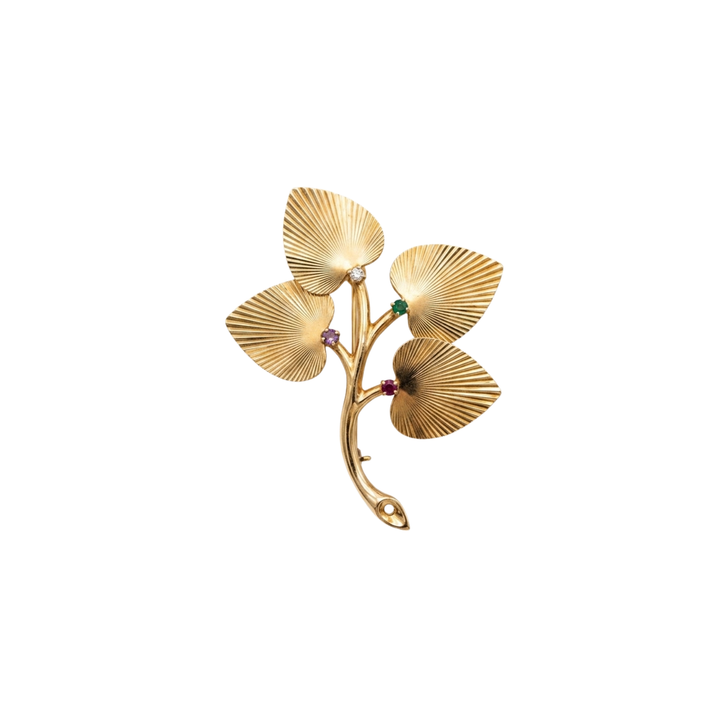 Estate 14K Yellow Gold Tiffany & Co Heart Tree Brooch