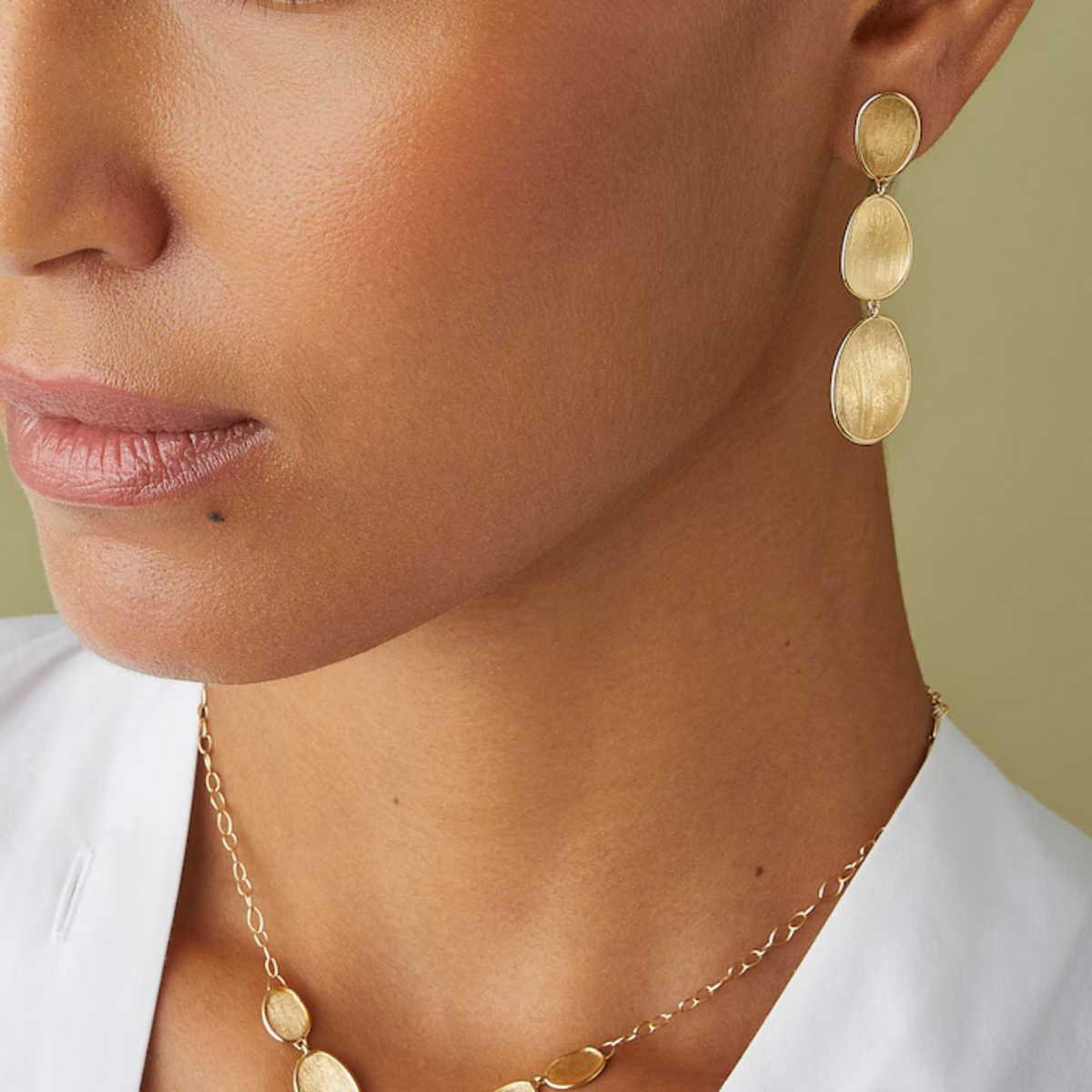 Marco Bicego - 18K Yellow Gold Lunaria 3 Drop Petal Earrings | Manfredi Jewels
