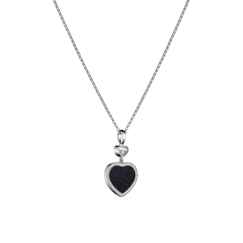 Happy Hearts Ethical White Gold Diamond Aventurine Pendant Necklace
