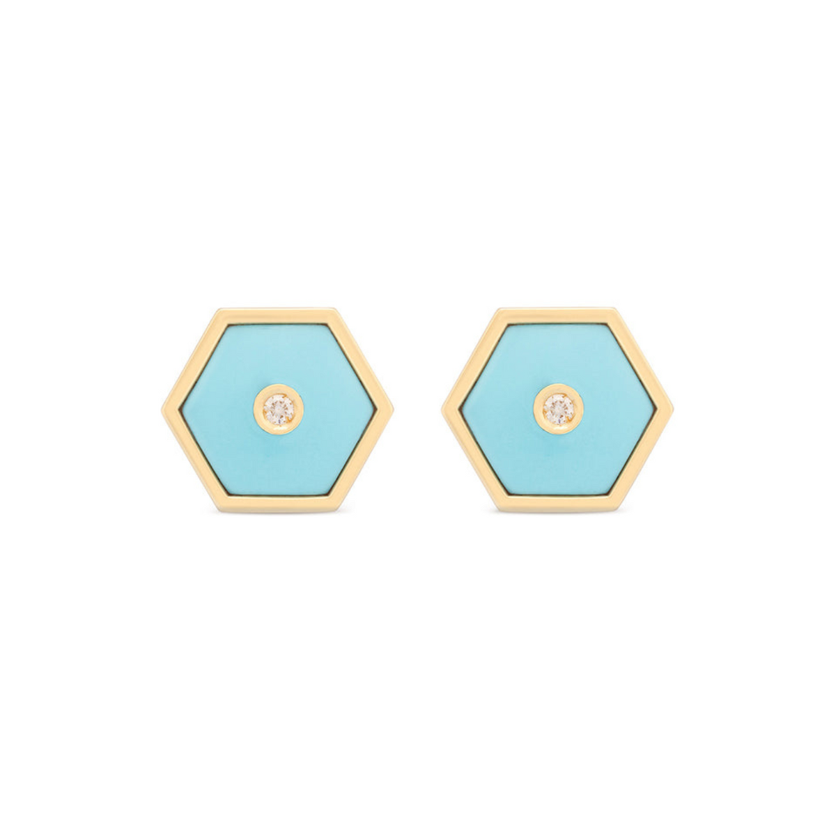 Miseno Jewelry - Baia Sommersa 18K Yellow Gold Turquoise & Diamond Stud Earrings | Manfredi Jewels