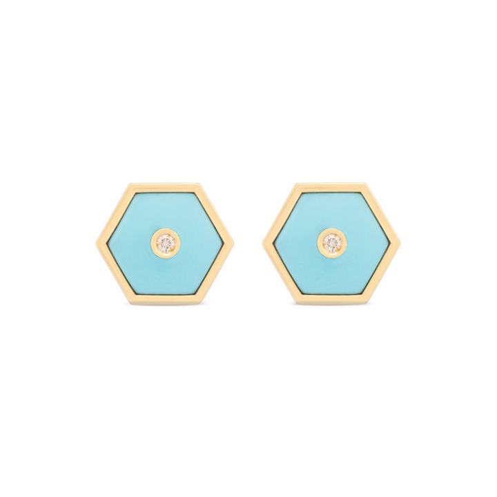 Miseno Jewelry - Baia Sommersa 18K Yellow Gold Turquoise & Diamond Stud Earrings | Manfredi Jewels