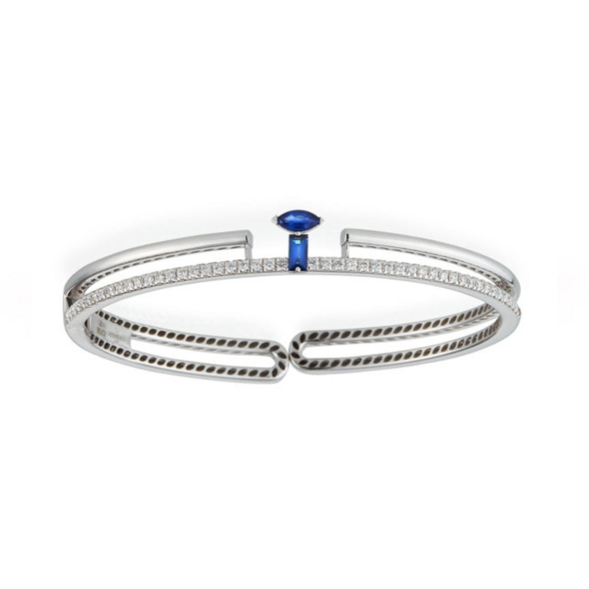 Miseno Jewelry - Procida 18K White Gold Sapphire & Diamond Pavè Bangle Bracelet | Manfredi Jewels