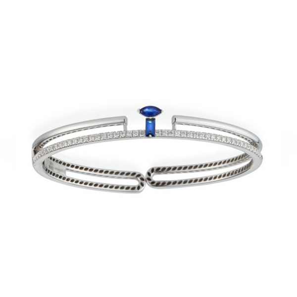 Miseno Jewelry - Procida 18K White Gold Sapphire & Diamond Pavè Bangle Bracelet | Manfredi Jewels