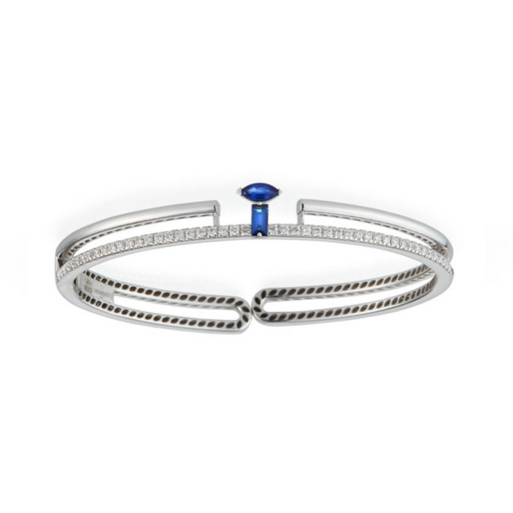Miseno Jewelry - Procida 18K White Gold Sapphire & Diamond Pavè Bangle Bracelet | Manfredi Jewels