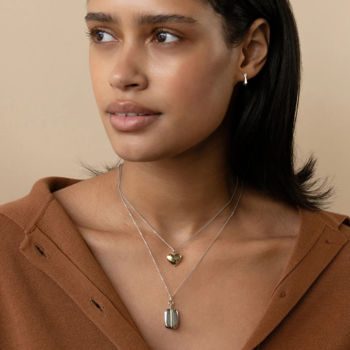 Monica Rich Kosann Jewelry - Slim ’Brie’ Two-Tone Locket Necklace | Manfredi Jewels