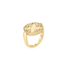 18K Yellow Gold Reversible Medallion Ring in White Mother of Pearl & Diamond