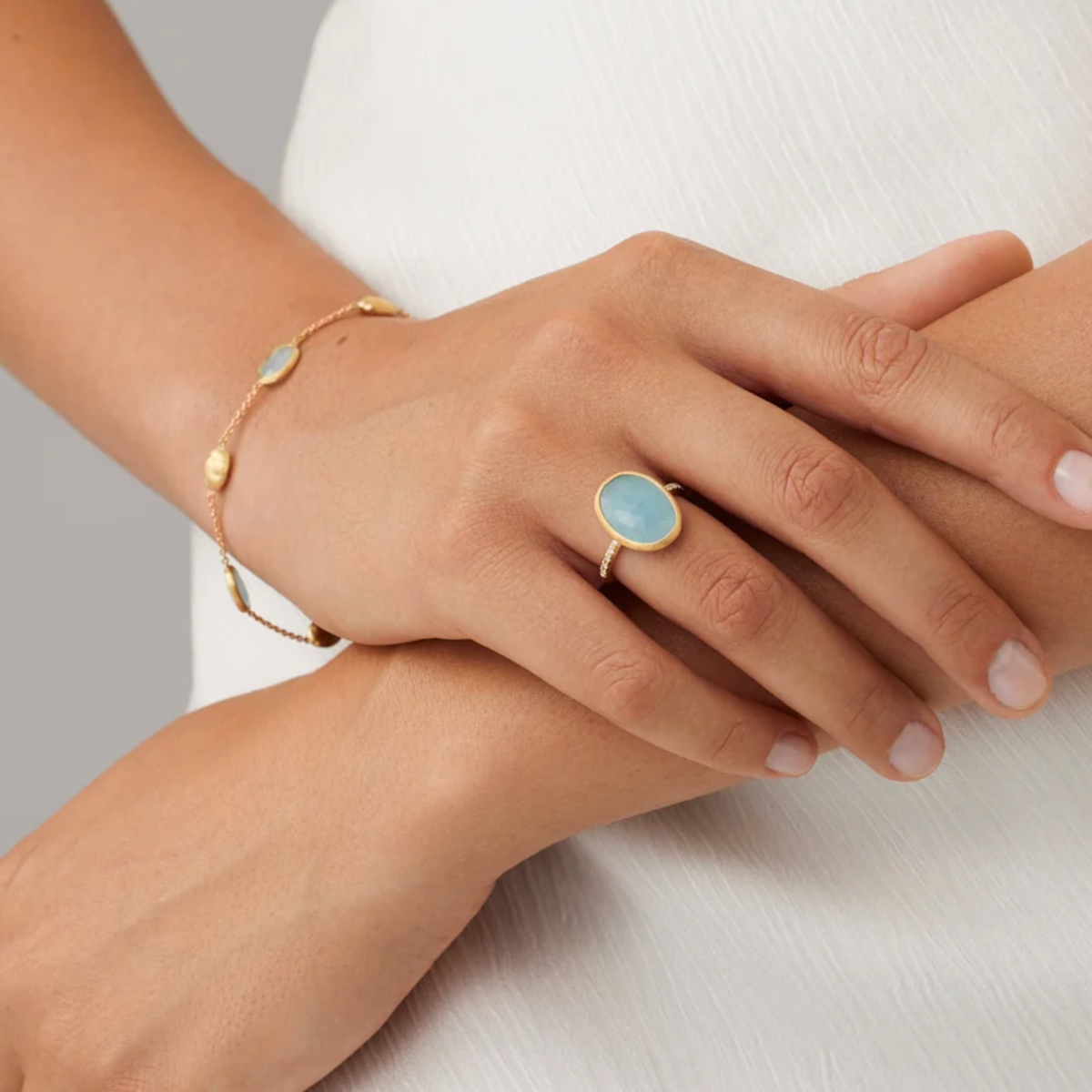 Siviglia 18K Yellow Gold Bracelet with Aquamarine