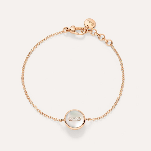 Pom Pom Dot 18K Rose Gold Diamond Pavé & Mother of Pearl Two-Sided Button Bracelet