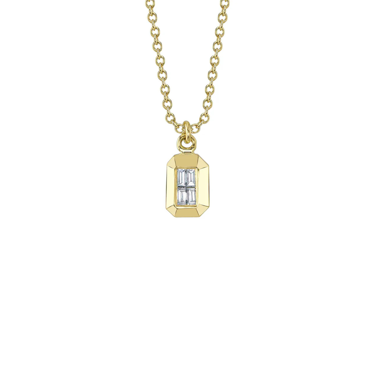 Kate 14K Yellow Gold Diamond Baguette Geo Cut Necklace
