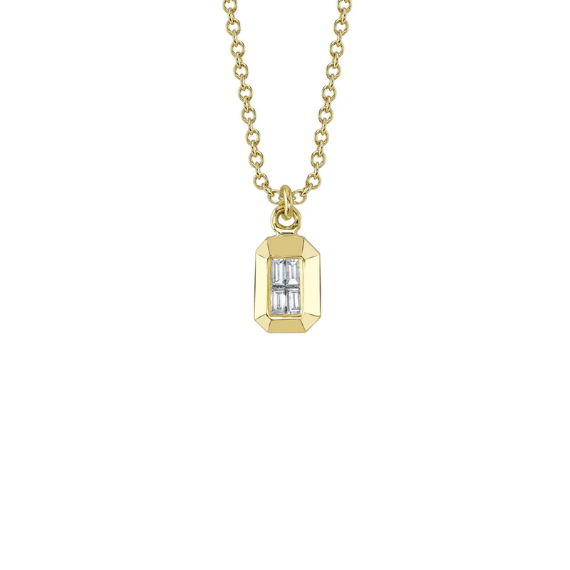 Kate 14K Yellow Gold Diamond Baguette Geo Cut Necklace