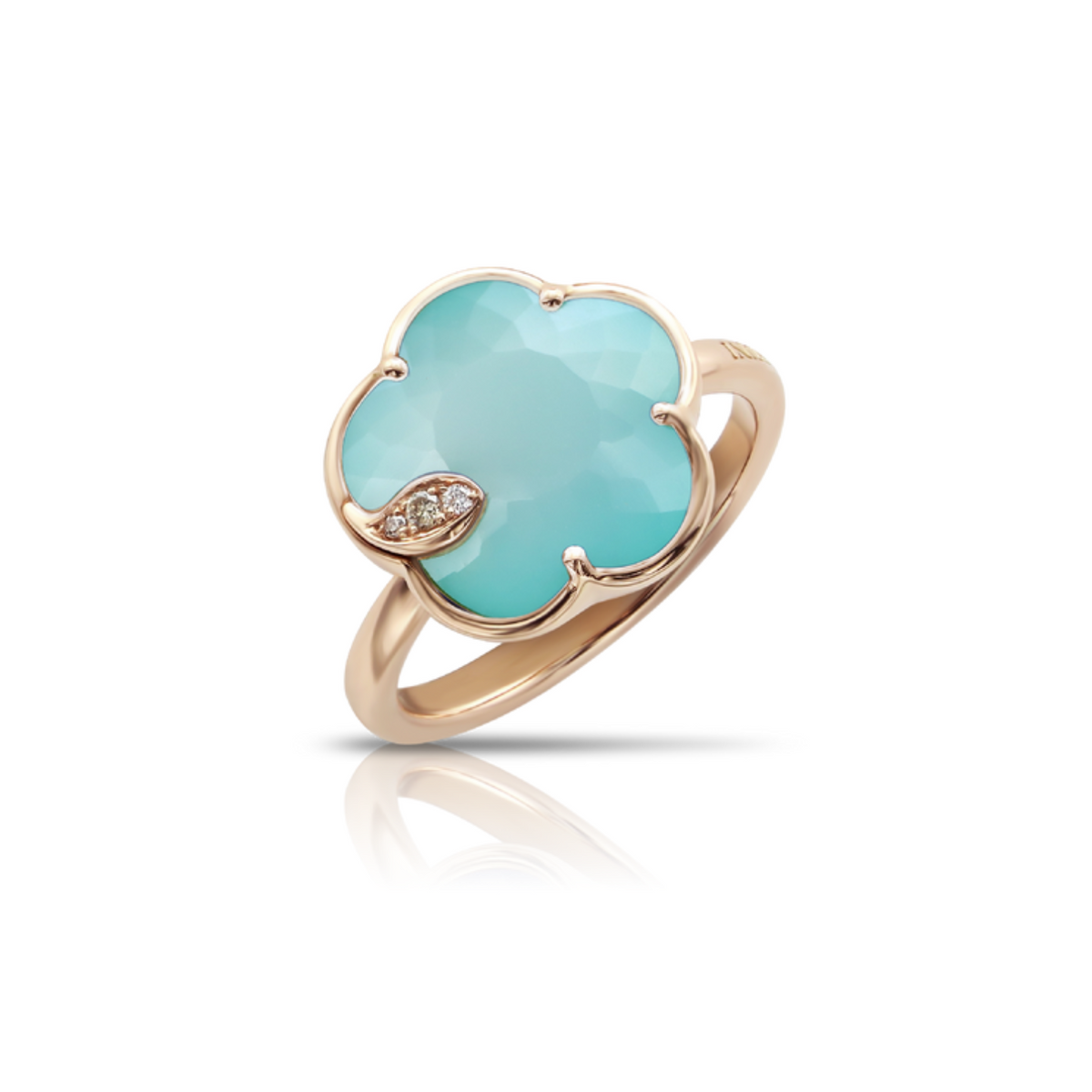 Pasquale Bruni Jewelry - Petit Joli 18K Rose Gold Turquoise & White Moonstone Diamond Flower Ring | Manfredi Jewels