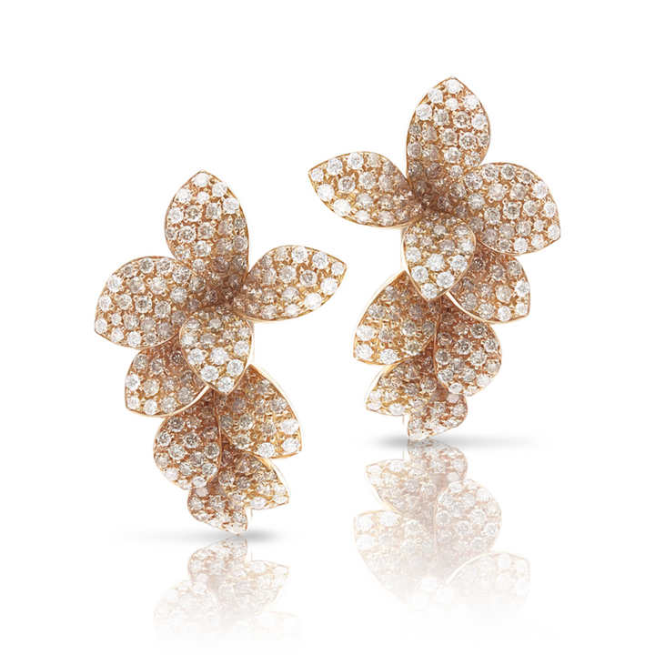 Pasquale Bruni Jewelry - Petit Garden 18K Rose Gold Pavé White and Champagne Diamond Earrings | Manfredi Jewels