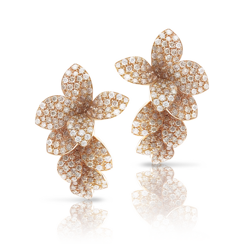 Petit Garden 18K Rose Gold Pavé White and Champagne Diamond Earrings