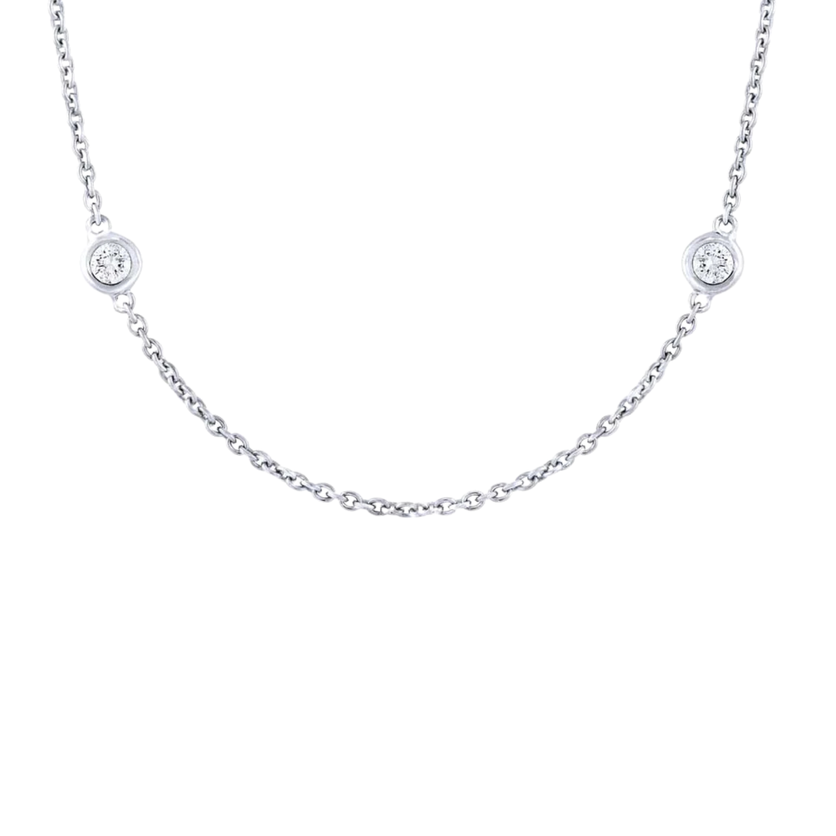 Shy Creation Jewelry - 14K White Gold 0.28ct Diamonds by the Yard Necklace | Manfredi Jewels