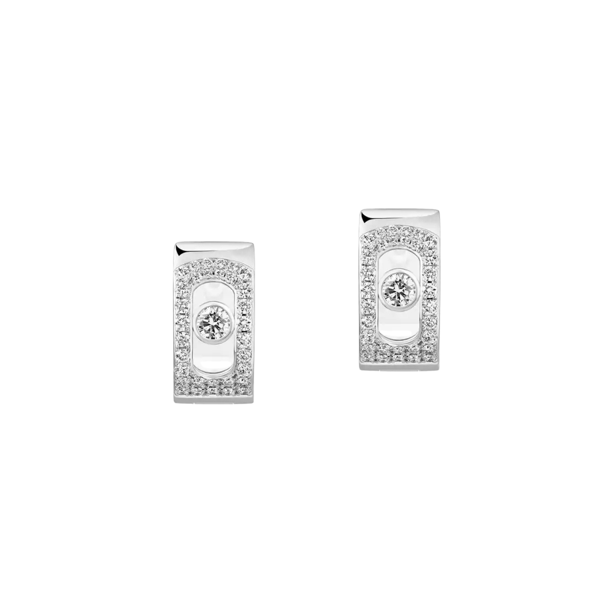 18K White Gold Move Noa Pavé Huggie Hoops
