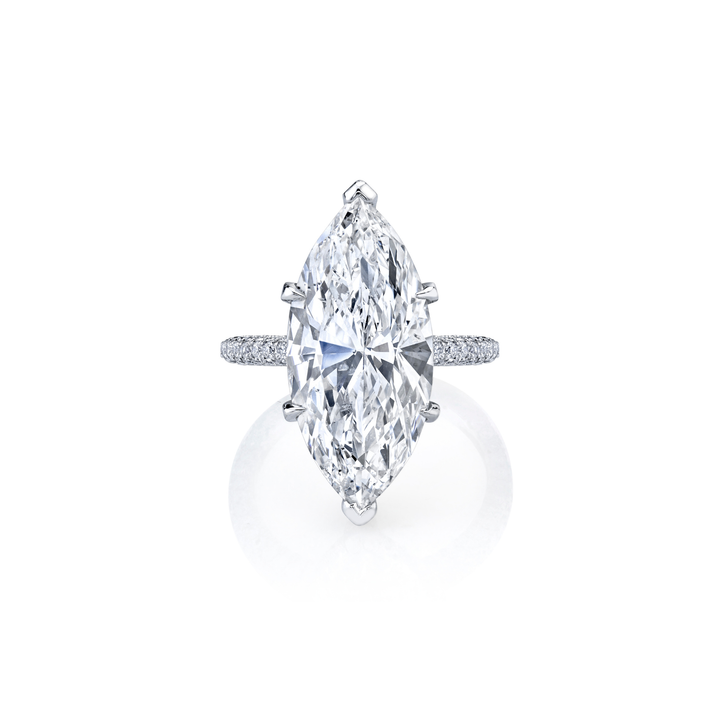 Marquise 8.03ct  Diamond Engagement Ring in Platinum with a Micropavé Shank