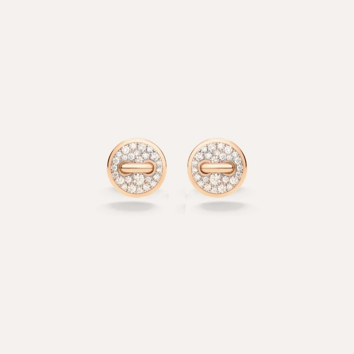 Pomellato Jewelry - Pom Pom Dot 18K Rose Gold Diamond Pavé Button Earrings | Manfredi Jewels