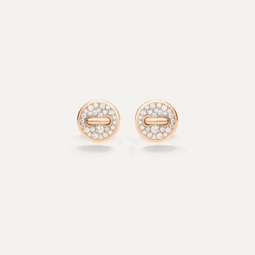 Pom Pom Dot 18K Rose Gold Diamond Pavé Button Earrings