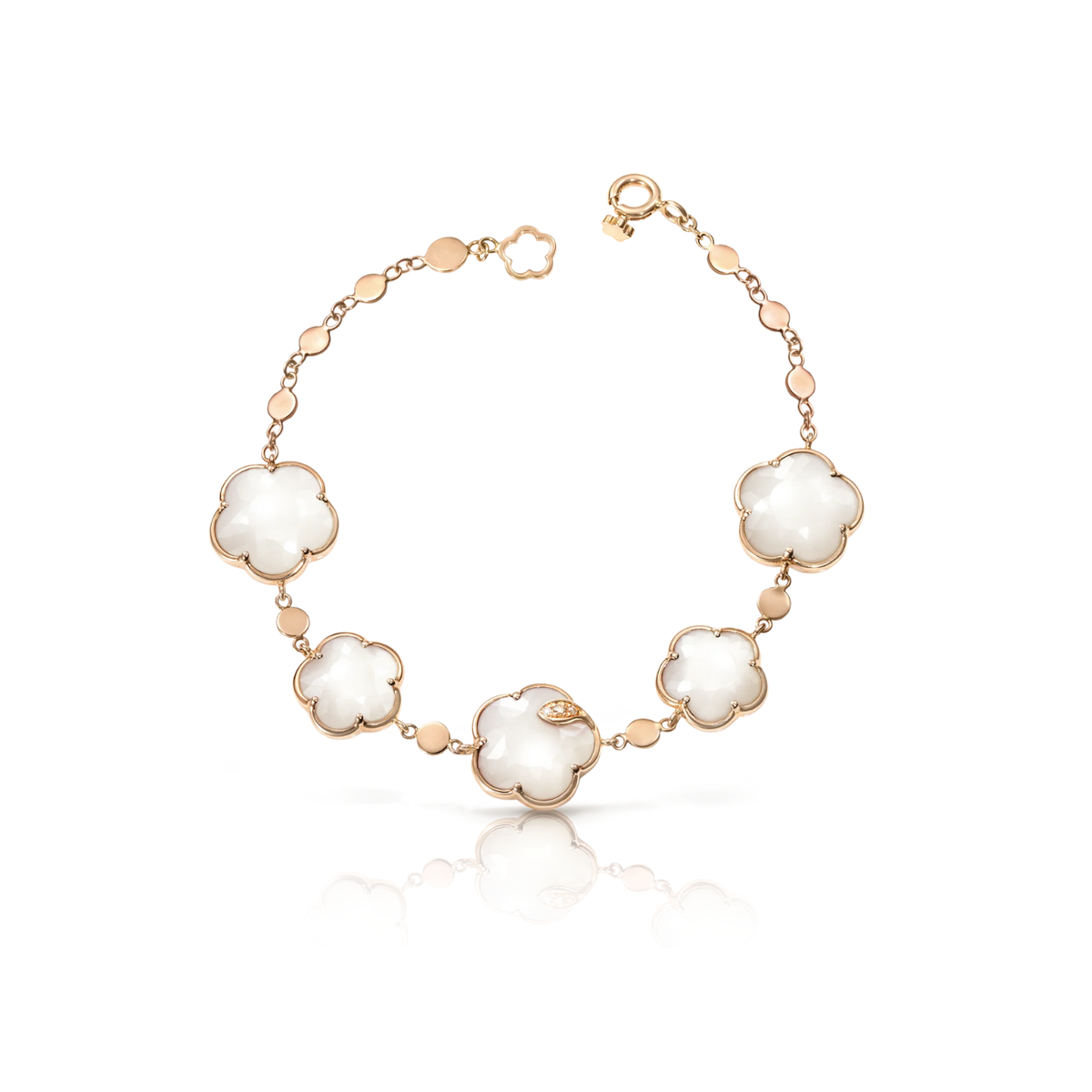 Pasquale Bruni Jewelry - Bon Ton Joli 18K Rose Gold Lunaire Mother of Pearl Diamond Flower Bracelet | Manfredi Jewels