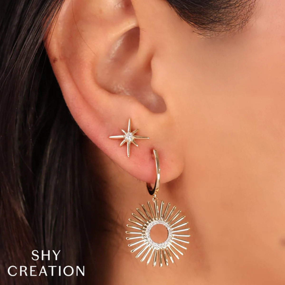 Kate 14K Yellow Gold 0.07 ct Diamond North Star Stud Earring
