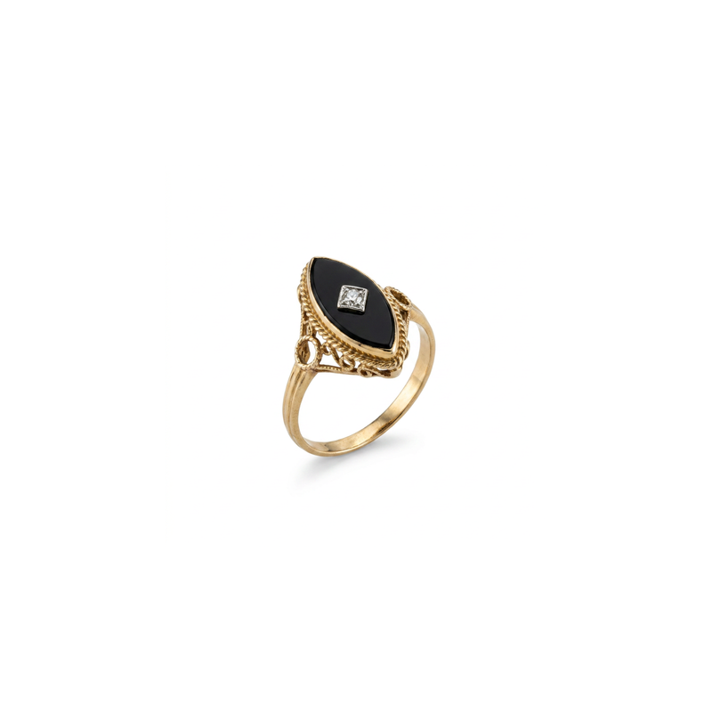 Estate 14K Yellow Gold Onyx Ring