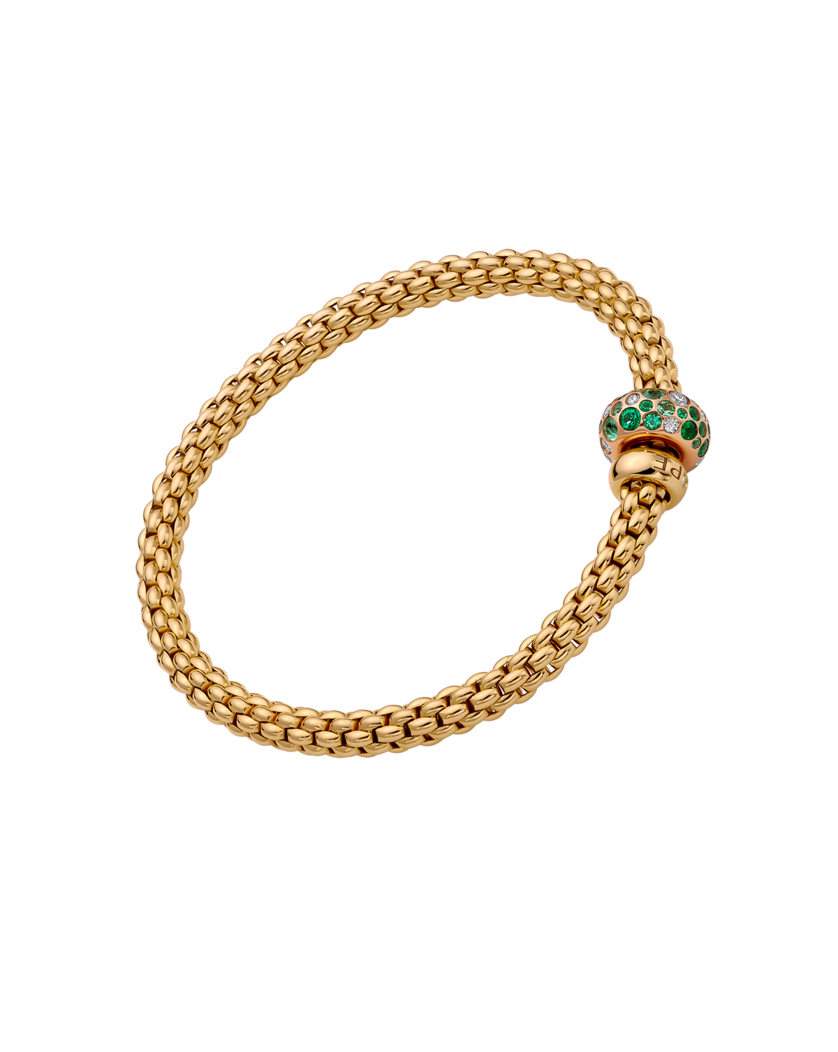 Fope Jewelry - Solo 18K Yellow Gold Diamond & Emerald Flex’it Bracelet | Manfredi Jewels