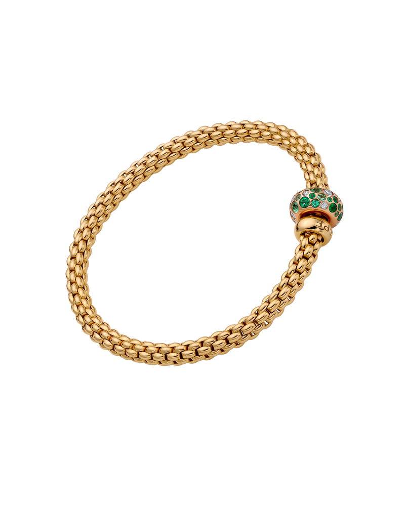 Solo 18K Yellow Gold, Diamond, & Emerald Flex'it Bracelet