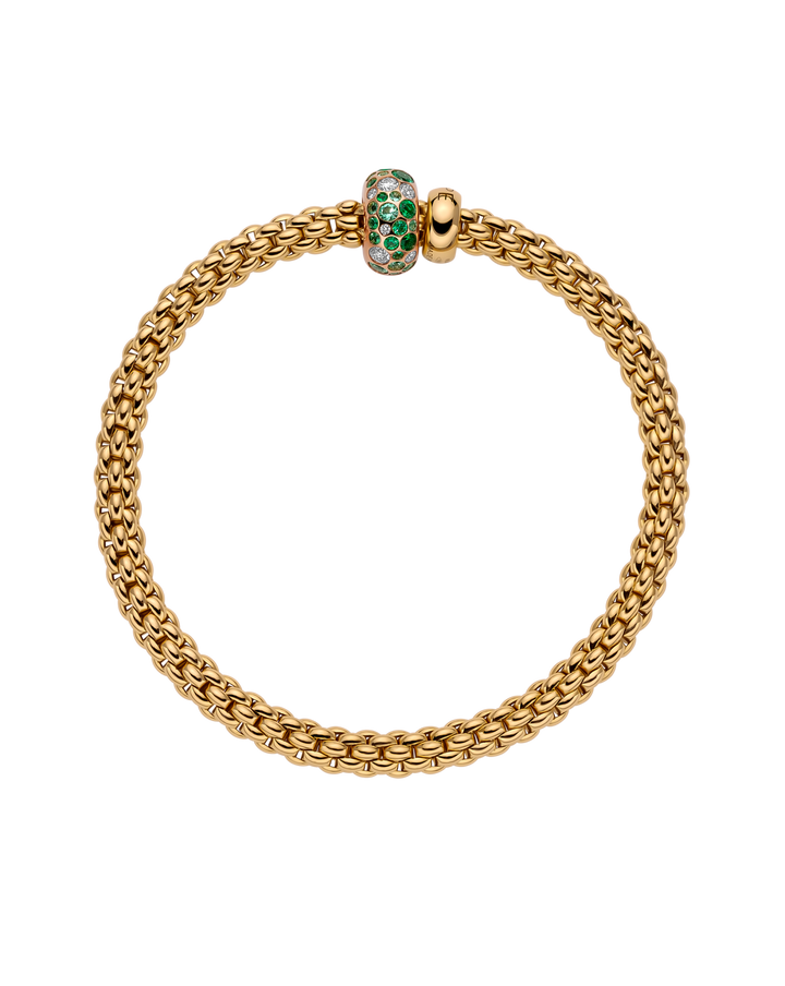 Fope Jewelry - Solo 18K Yellow Gold Diamond & Emerald Flex’it Bracelet | Manfredi Jewels