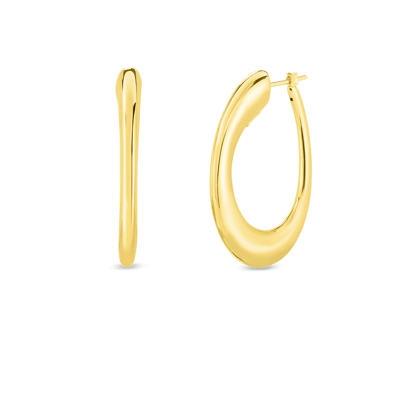 Roberto Coin Jewelry - Perfect 18K Yellow Gold Medium Contoured Hoop Earrings | Manfredi Jewels