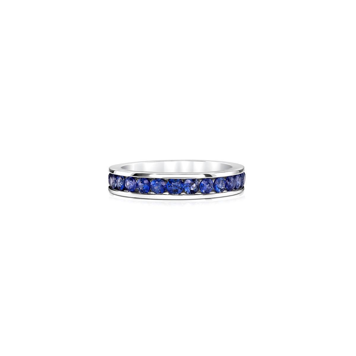 18K White Gold Sapphire Channel Set Band