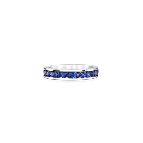 18K White Gold Sapphire Channel Set Band