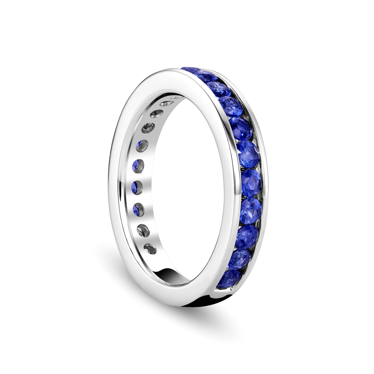 18K White Gold Sapphire Channel Set Band