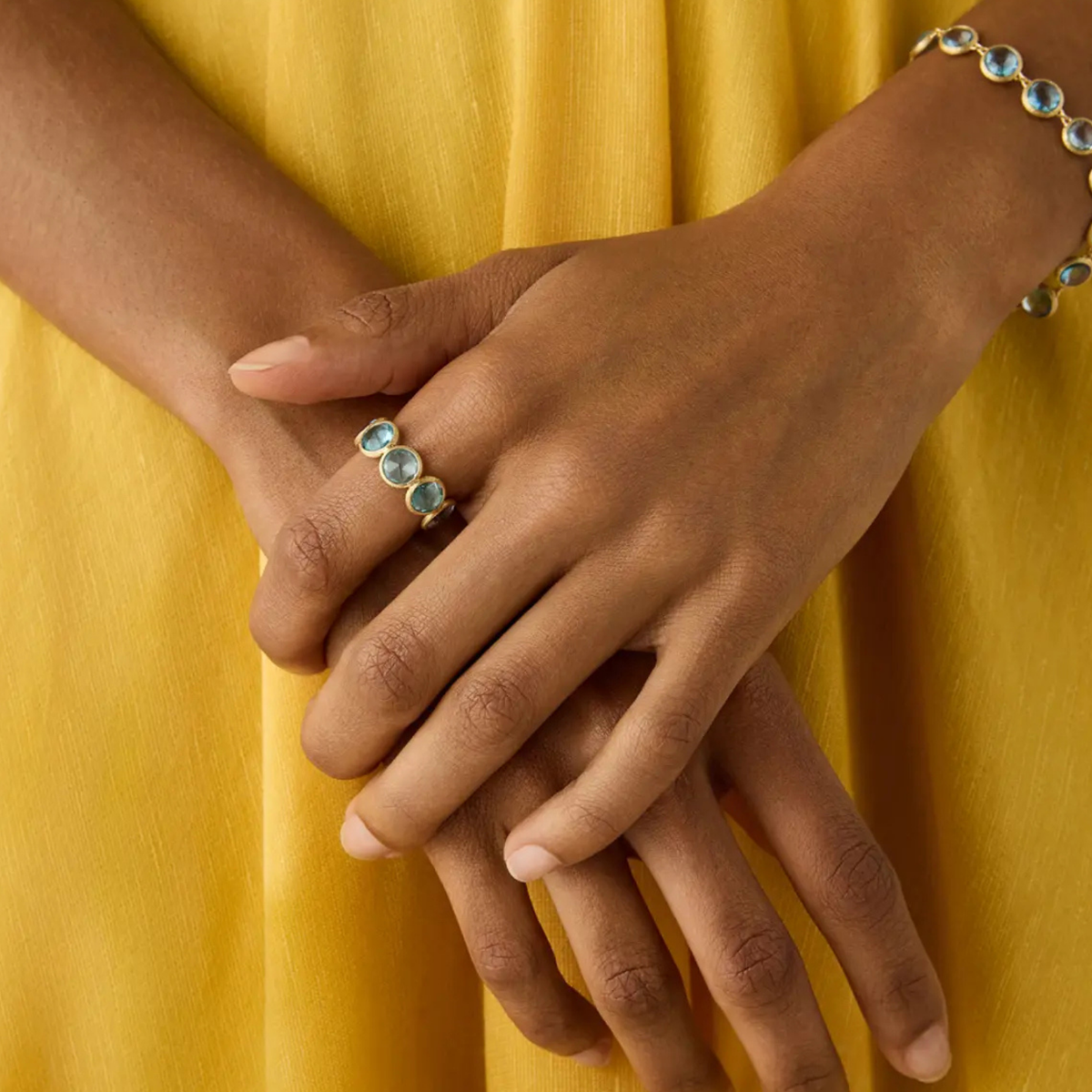 Jaipur 18K Yellow Gold Bezel Set Blue Topaz Ring